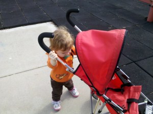 pushing stroller